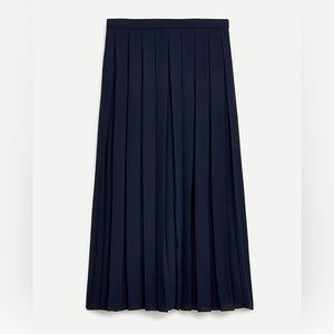 J Crew 2/4 wide pleated navy  midi skirt